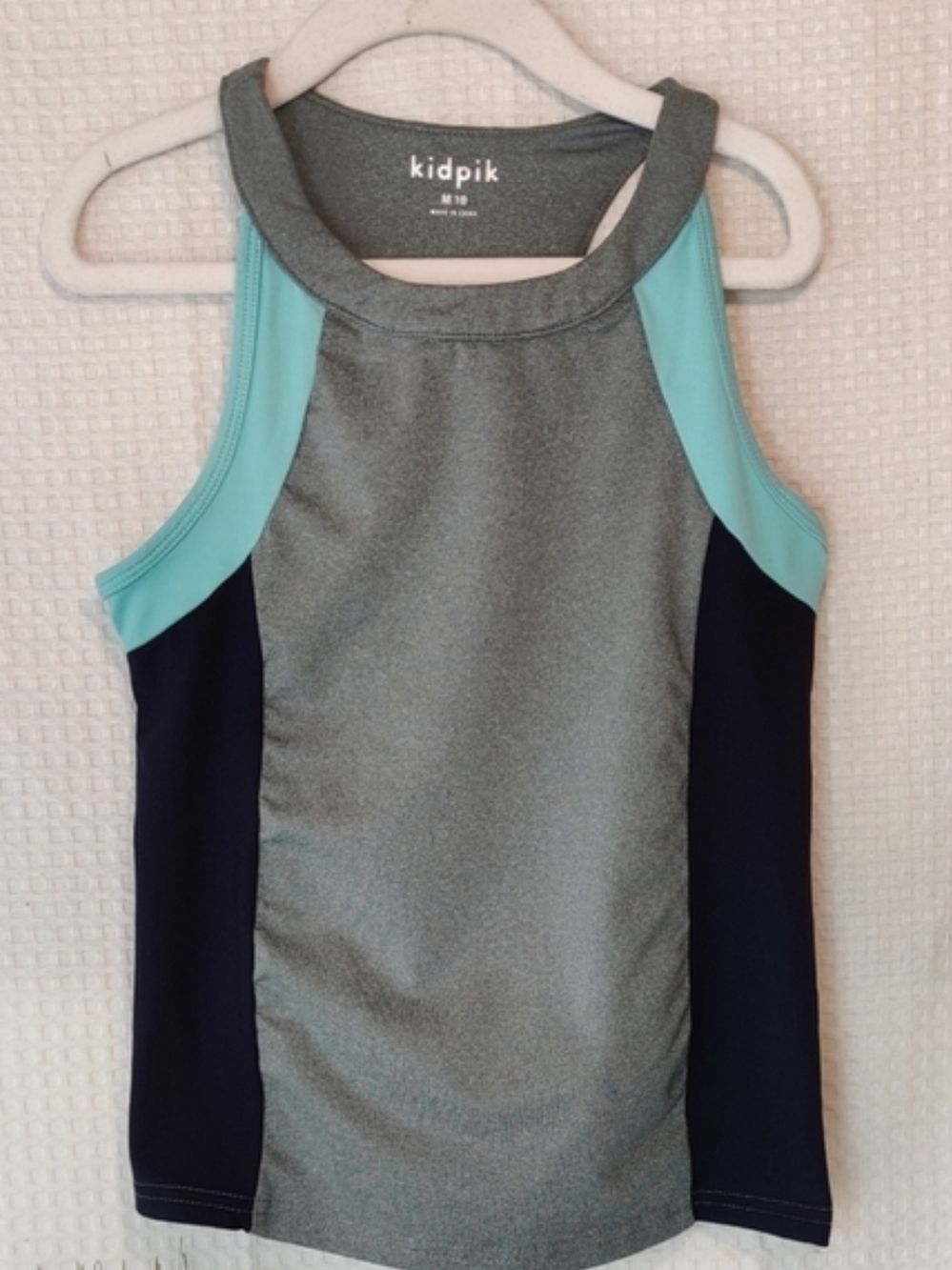 kidpik Grey, Aqua and Navy Athletic Tank Top